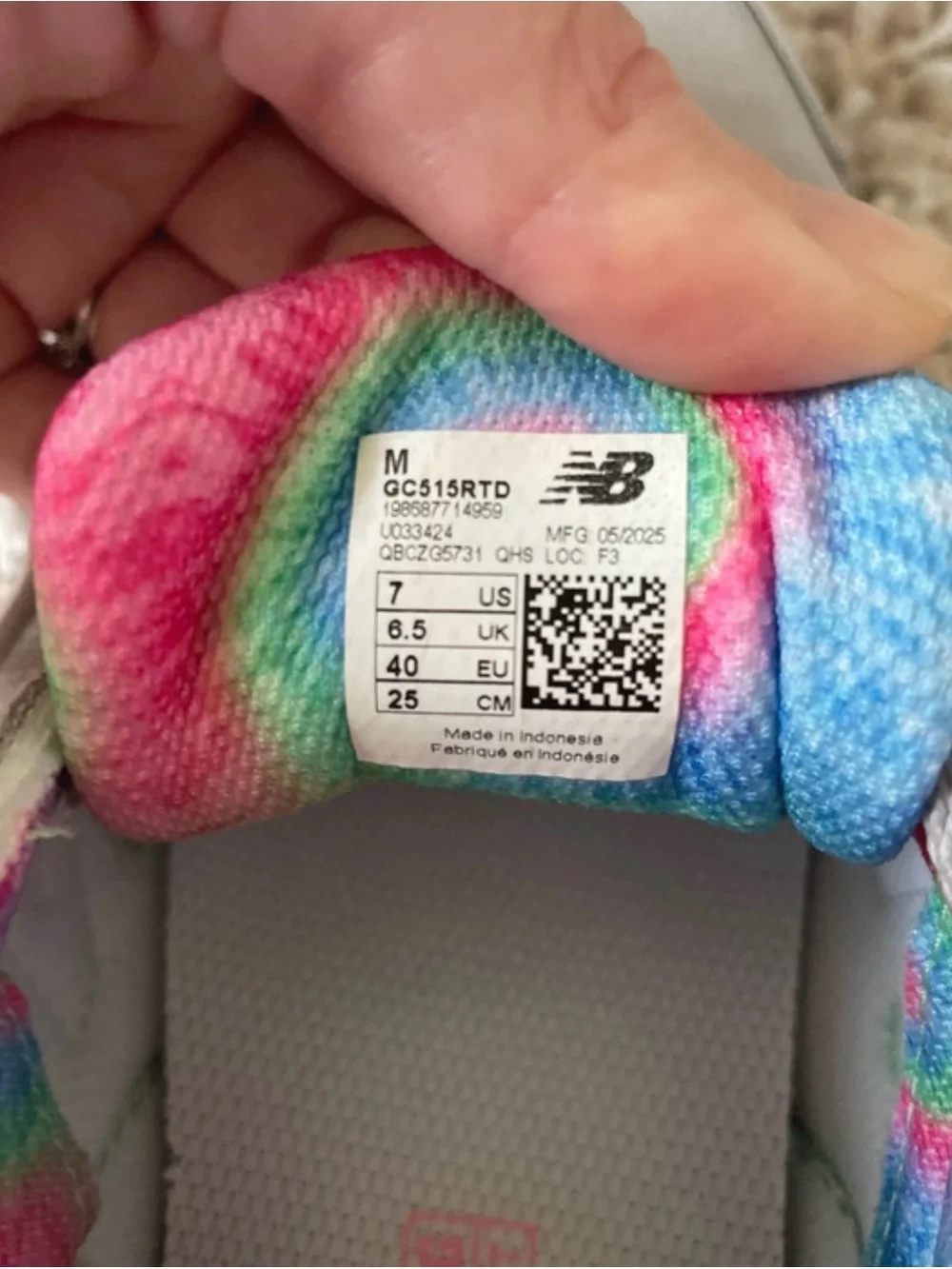 New Balance Kids Gray Sneakers with Pink and Tie-Dye Accents